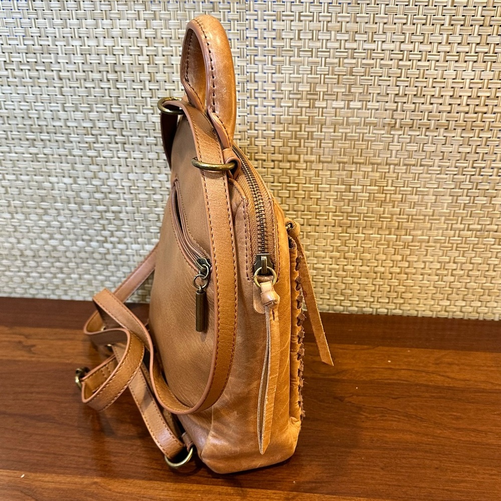 🌟HP🌟The Sak Loyola Tan Leather Mini Convertible Backpack Tobacco Floral - Picture 5 of 16